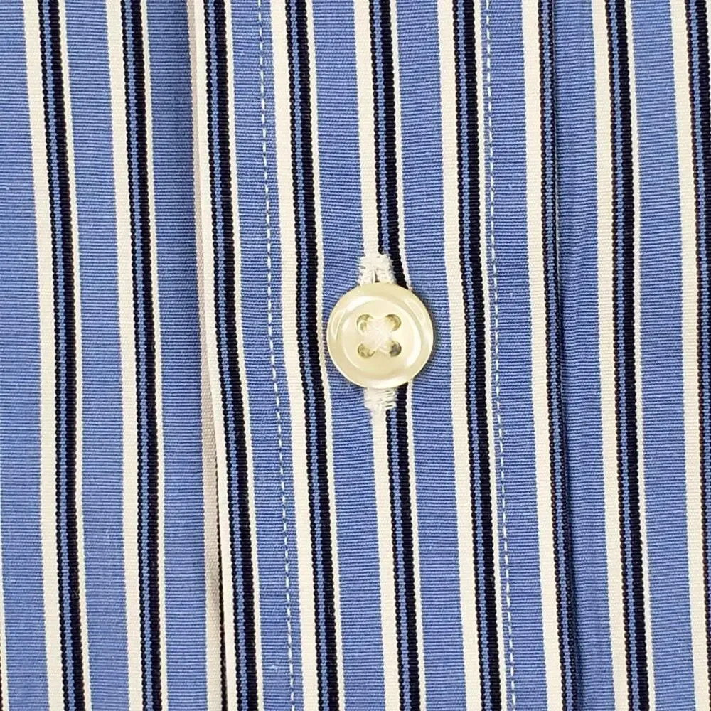 Polo Ralph Lauren Shirt Men's XL 17.5 Blue Vertical Stripe LS Button Down